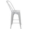 Flash Furniture 24" High Silver Metal Counter Height Stool w/Back CH-31320-24GB-SIL-GG