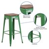 Flash Furniture Metal Barstool, 30", Green, Backrest: Backless CH-31320-30-GN-WD-GG