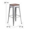 Flash Furniture 30" Silver Metal Barstool CH-31320-30-SIL-WD-GG