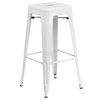 Flash Furniture 30" High No Back White Metal Barstool Square Seat CH-31320-30-WH-GG