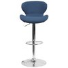 Flash Furniture Blue Fabric Barstool, Adj Height CH-321-BLFAB-GG