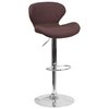 Flash Furniture Brown Fabric Barstool, Adj Height, Backrest: Curved CH-321-BRNFAB-GG