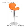 Flash Furniture Orange Vinyl Barstool, Adj Height CH-321-ORG-GG