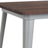 Flash Furniture Square Square Silver Metal Indoor Table with Wa, 31.5" W X 31.5" L X 30.5" H, Wood, Wood Grain CH-51040-29M1-SIL-GG