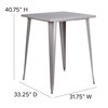Flash Furniture 33.25" W, 33.25" L, 40.75" H, Metal Top, Grey CH-51040-40-SIL-GG