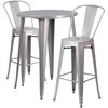 Flash Furniture Round 30" W, 30" L, 41" H, Metal Top, Grey CH-51090BH-2-30CAFE-SIL-GG