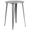 Flash Furniture Round 30" W, 30" L, 41" H, Metal Top, Grey CH-51090BH-2-30CAFE-SIL-GG