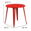 Flash Furniture Round Red Metal Table, 30RD, 30" W, 30" L, 29.5" H, Metal Top, Red CH-51090-29-RED-GG