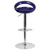 Flash Furniture Blue Vinyl Barstool, Adj Height, Seat Material: Plastic CH-TC3-1062-BL-GG