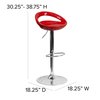 Flash Furniture Red Vinyl Barstool, Adj Height CH-TC3-1062-RED-GG