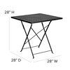 Flash Furniture 28" Square Black Steel Folding Patio Table CO-1-BK-GG