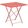 Flash Furniture 28" Square Coral Steel Folding Table w/ 4 Chairs CO-28SQF-03CHR4-RED-GG