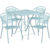 Flash Furniture 28" Square Sky Blue Steel Folding Table w/4 Chairs CO-28SQF-03CHR4-SKY-GG