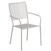 Flash Furniture 28 in Square Patio Table With 4 Chairs, Light Gray, Steel CO-28SQ-02CHR4-SIL-GG