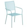 Flash Furniture 28 in Square Patio Table With 4 Chairs, Sky Blue, Steel CO-28SQ-02CHR4-SKY-GG