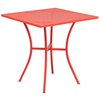 Flash Furniture 28" Square Coral Steel Patio Table with 2 Chairs CO-28SQ-03CHR2-RED-GG