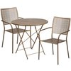 Flash Furniture 30" Round Gold Steel Folding Table with 2 Chairs CO-30RDF-02CHR2-GD-GG