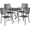 Flash Furniture 30" Round Black Steel Folding Table w/ 4 Chairs CO-30RDF-02CHR4-BK-GG