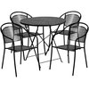 Flash Furniture 30" Round Black Steel Folding Table w/ 4 Chairs CO-30RDF-03CHR4-BK-GG