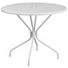 Flash Furniture 35.25" Round White Steel Patio Table with 4 Chairs CO-35RD-02CHR4-WH-GG