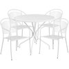 Flash Furniture 35.25" Round White Steel Table with 4 Chairs CO-35RD-03CHR4-WH-GG