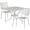 Flash Furniture 35.5" Square Lt Gray Steel Table w/2 Chairs CO-35SQ-02CHR2-SIL-GG