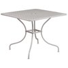Flash Furniture 35.5" Square Lt Gray Steel Table w/2 Chairs CO-35SQ-02CHR2-SIL-GG