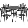 Flash Furniture 35.5" Square Black Steel Table w/ 4 Chairs CO-35SQ-03CHR4-BK-GG