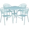 Flash Furniture 35.5" SQ Sky Blue Steel Table w/ 4 Chairs CO-35SQ-03CHR4-SKY-GG