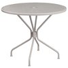 Flash Furniture 35.25" RD Lt Gray Steel Patio Table-Umbrella Hole CO-7-SIL-GG