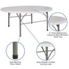 Flash Furniture Round Wh 72Rnd Plastic Bi-Fold Table, 71" W, 71" L, 29" H, Plastic Top, White DAD-183RZ-GG