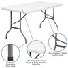 Flash Furniture Rectangle Wh 30X60 Plastic Fold Table, 30" W, 60" L, 29" H, Plastic Top, White DAD-YCZ-152-GG