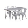 Flash Furniture Rectangle Silver Metal Table Set, 31-1/2"X63", 31.5" W, 63" L, 29.5" H, Metal Top, Grey ET-CT005-4-30-SIL-GG
