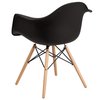 Flash Furniture Black Chair, 24.5 W 25" L 31.25 H, Metal, Polypropylene, Wood Seat, Alonza Series FH-132-DPP-BK-GG