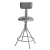National Public Seating Round Stool with Backrest, Height 24" to 28"Gray 6524HB