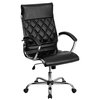 Flash Furniture Contemporary Chair, Leather, 18" to 21-1/2" Height, Fixed Arms, Black GO-1297H-HIGH-BK-GG