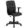 Flash Furniture Vinyl Contemporary Chair, 16-3/4" to 21-3/4, Fixed Arms, Black GO-1691-1-BK-A-GG