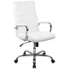 Flash Furniture Contemporary Chair, 18-1/4" to 22-1/4" Height, Fixed Arms, White LeatherSoft/Chrome Frame GO-2286H-WH-GG