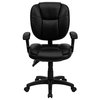 Flash Furniture Leather Contemporary Chair, 18-1/4" to 21-1/2", Adjustable Arms, Black LeatherSoft GO-930F-BK-LEA-ARMS-GG