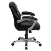 Flash Furniture Leather Contemporary Chair, 19-1/2" to 23-1/2", Fixed Arms, Black GO-931H-MID-BK-GG