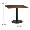 Flash Furniture Square Natural Laminate Table, 36" W, 36" L, 30" H, Laminate Top, Wood Grain HDBF1015-GG