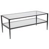 Flash Furniture Coffee Table, Glass with Black Legs HG-160333-GG