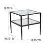 Flash Furniture Square End Table, Glass, Black, Metal Frame, 19.75" W, 19.75" L, 19.75" H, Glass Top, Clear HG-160913-GG