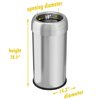 Hls Commercial 16 gal Round Trash Can, Silver, Stainless Steel HLS16STR