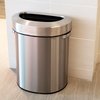 Hls Commercial 18 gal Round Semi-Round Open Top Trash Can, 18 Gallon, Silver, Stainless Steel HLS18DOT
