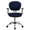 Flash Furniture Mesh Task Chair, 17-1/4" to 21", Fixed Arms, Navy H-2376-F-NAVY-ARMS-GG