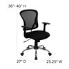 Flash Furniture Task Chair, 18" to 22", Fixed Arms, Black H-8369F-BLK-GG