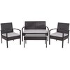 Flash Furniture Rectangle Aransas Patio Set, Blk w/Stl Frame, 4 pcs., 43" X 22" X 30" JJ-S312-GG