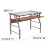 Flash Furniture Computer Desk, 23.563" D, 39-3/8" W, 29-1/2" H, Clear/Silver, Laminate, Table Top: Glass NAN-JN-2940-GG