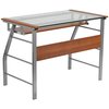 Flash Furniture Computer Desk, 23.563" D, 39-3/8" W, 29-1/2" H, Clear/Silver, Laminate, Table Top: Glass NAN-JN-2940-GG